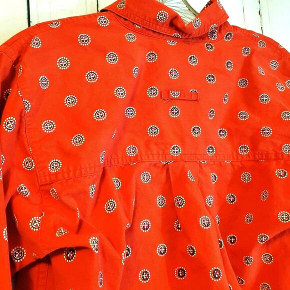 PS Sport Red Southwestern Top Size SP Cotton 2 Pockets Retro Long Sleeve - Picture 6 of 9